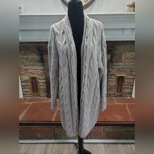 Heartloom Light Gray Cable Knit Cardigan Sweater